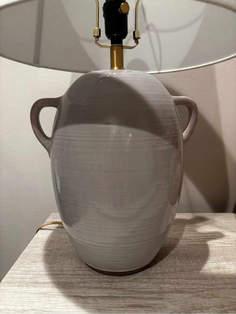 Target Gray Ceramic Two-Handled Table Lamp with White Shade